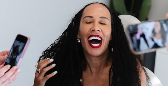 woman smiling with great skin